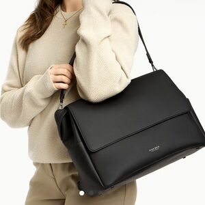 NWT MINA BAIE winnie Black Midi Backpack diaper work travel bag zipper & pockets